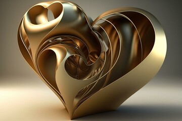 Curved heart in 3D from the front perspective. Generative AI
