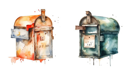 vintage mailbox water color grunge art vector