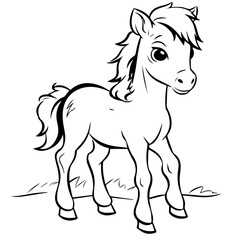 Cute horse cartoon characters vector illustration