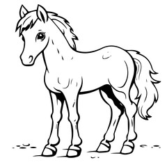 Plakat Cute horse cartoon characters vector illustration