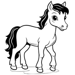 Obraz na płótnie Canvas Cute horse cartoon characters vector illustration