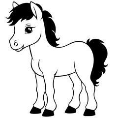 Cute horse cartoon characters vector illustration