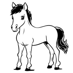 Cute horse cartoon characters vector illustration