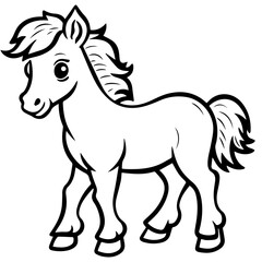 Cute horse cartoon characters vector illustration