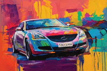 Obraz na płótnie Canvas painting abstract car vector watercolor hand paint, Generative AI illustration.