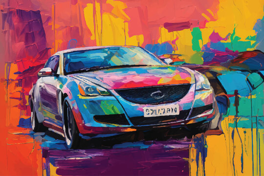 painting abstract car vector watercolor hand paint, Generative AI illustration.