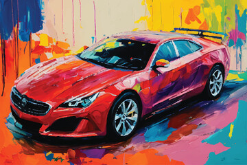 painting abstract car vector watercolor hand paint, Generative AI illustration.