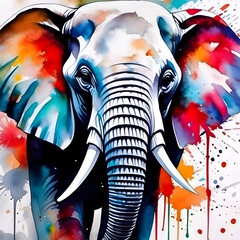 elephant painting on wall watercolor abstract art