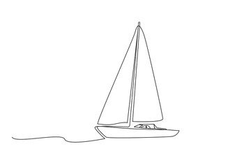 luxury yacht boat sailing sea vacation lifestyle line art