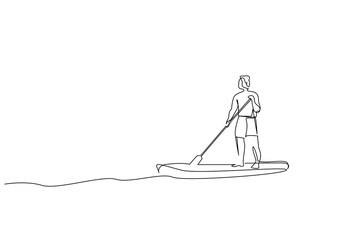 male athlete person canoe surfing canoe sea lifestyle line art
