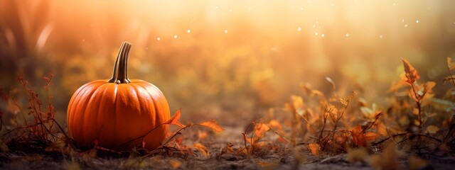 Halloween Pumpkin in the Field