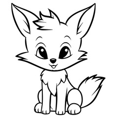 Fototapeta na wymiar fox kit coloring page illustration