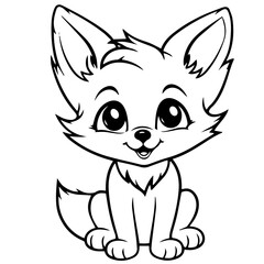 fox kit coloring page illustration