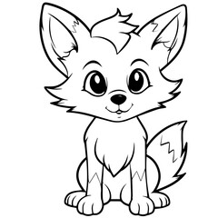 fox kit coloring page illustration