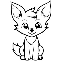 Fototapeta na wymiar fox kit coloring page illustration