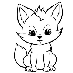 fox kit coloring page illustration