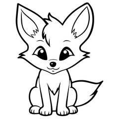Fototapeta premium fox kit coloring page illustration