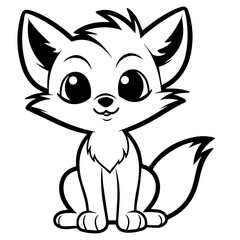 fox kit coloring page illustration