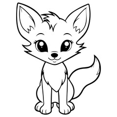 fox kit coloring page illustration