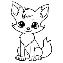 fox kit coloring page illustration