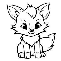 fox kit coloring page illustration