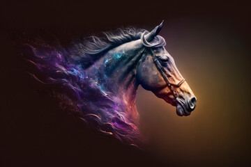 Galactic Equine Beauty: A Celestial Horse in Abstract Brilliance created with Generative AI technology