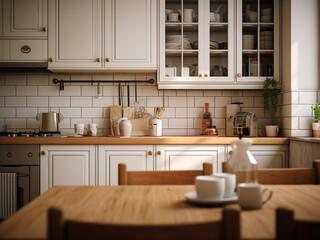 Classic kitchen interior with elegant furniture. AI Generated.
