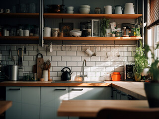 Futuristic high-tech kitchen with automation. AI Generated.