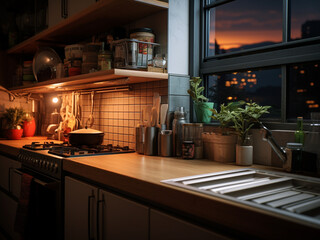 High-tech kitchen featuring touchscreen controls. AI Generated.