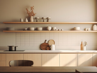 Fototapeta na wymiar Modern minimalistic kitchen with clean lines. AI Generated.