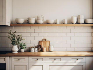 Fototapeta na wymiar Modern white kitchen designed for comfort. AI Generated.