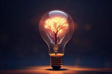 creative idea, creativity and imagination, brainstorm with light bulb and brain concept, generative AI