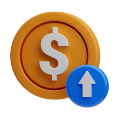 Finance Money object money on increase in 3D Illustration