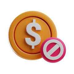 Finance Money object banned in 3D Illustration