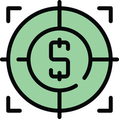 Passive income target icon outline vector. Computer money. Business job color flat