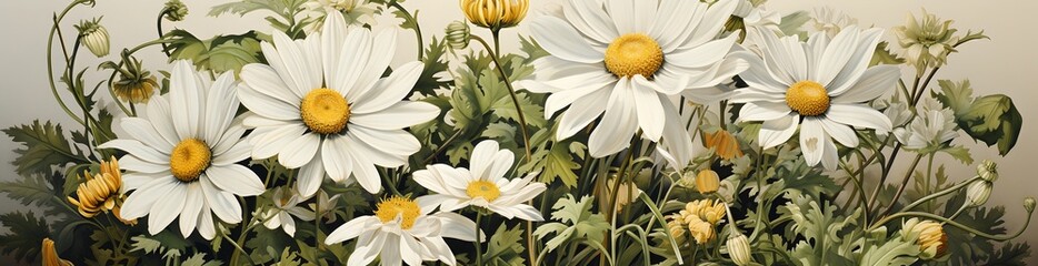 Painted daisies, generative ai
