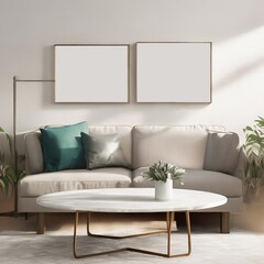 Discover the perfect showcase for your illustrations with our frame mock-up in a modern living room. Elevate your art with minimalist design.