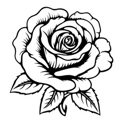 Rose flower, woodcut print style vector