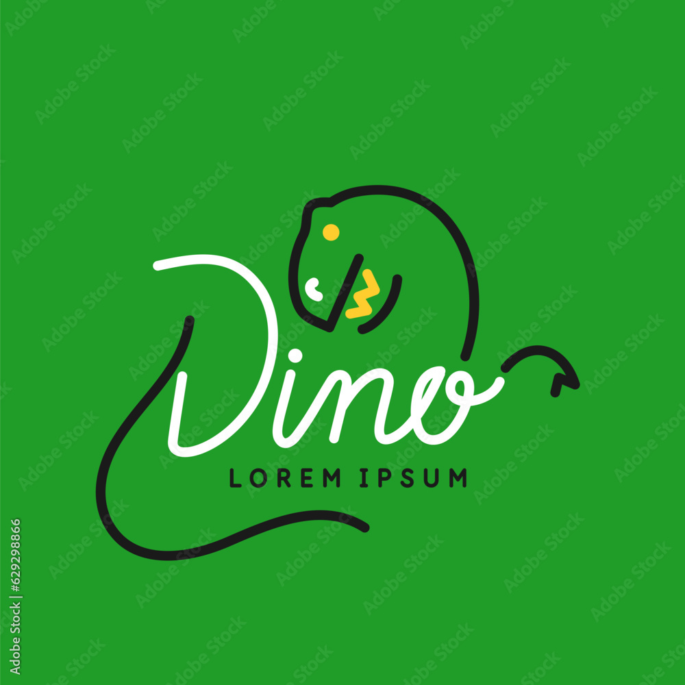 Poster minimalistic and stylish dino emblem. modern graphics. vector illustration with text in a fashionabl
