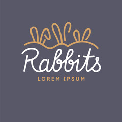 Fototapeta premium Minimalistic and stylish Rabbits emblem. Modern graphics. Vector illustration with text in a fashionable simple style.