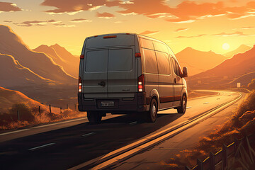 Obraz premium Dynamic Stock Image: Cargo Van in Action - Ideal for Transportation and Logistics Advertisements