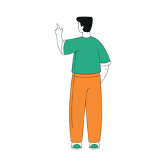 Man Character Indicating Something Pointing with Index Finger as Hand Gesture Specifying Direction Vector Illustration
