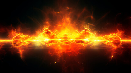 Fiery particles. The beginning of the explosion. Abstract background with flame particles on a black background. High quality illustration