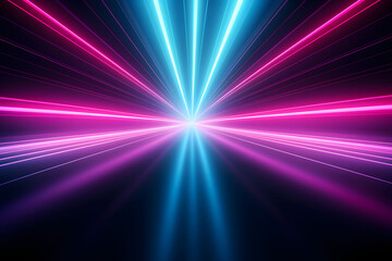 Obraz premium Neon light direction in perspective