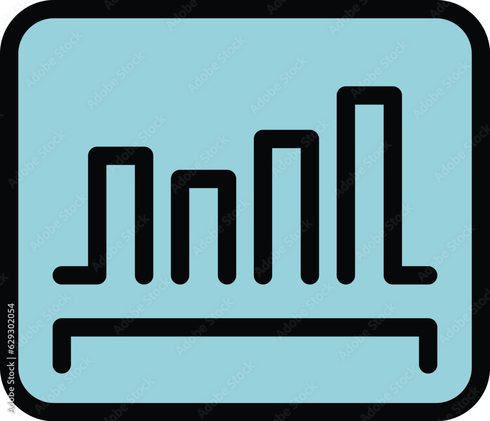 Poster graph data review icon outline vector. economic result. financial result color flat