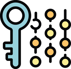 Digital key icon outline vector. Business data. Economic research color flat