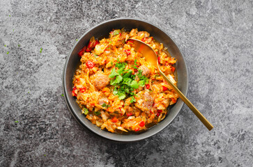 Stewed Cabbage with Meat and Vegetables, Comfort Food, Tasty Meal