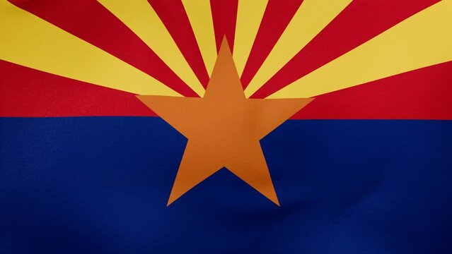 Arizona US state fabric flag calm swaying in the wind, looped endless cycled video, completely full screen covers flag background