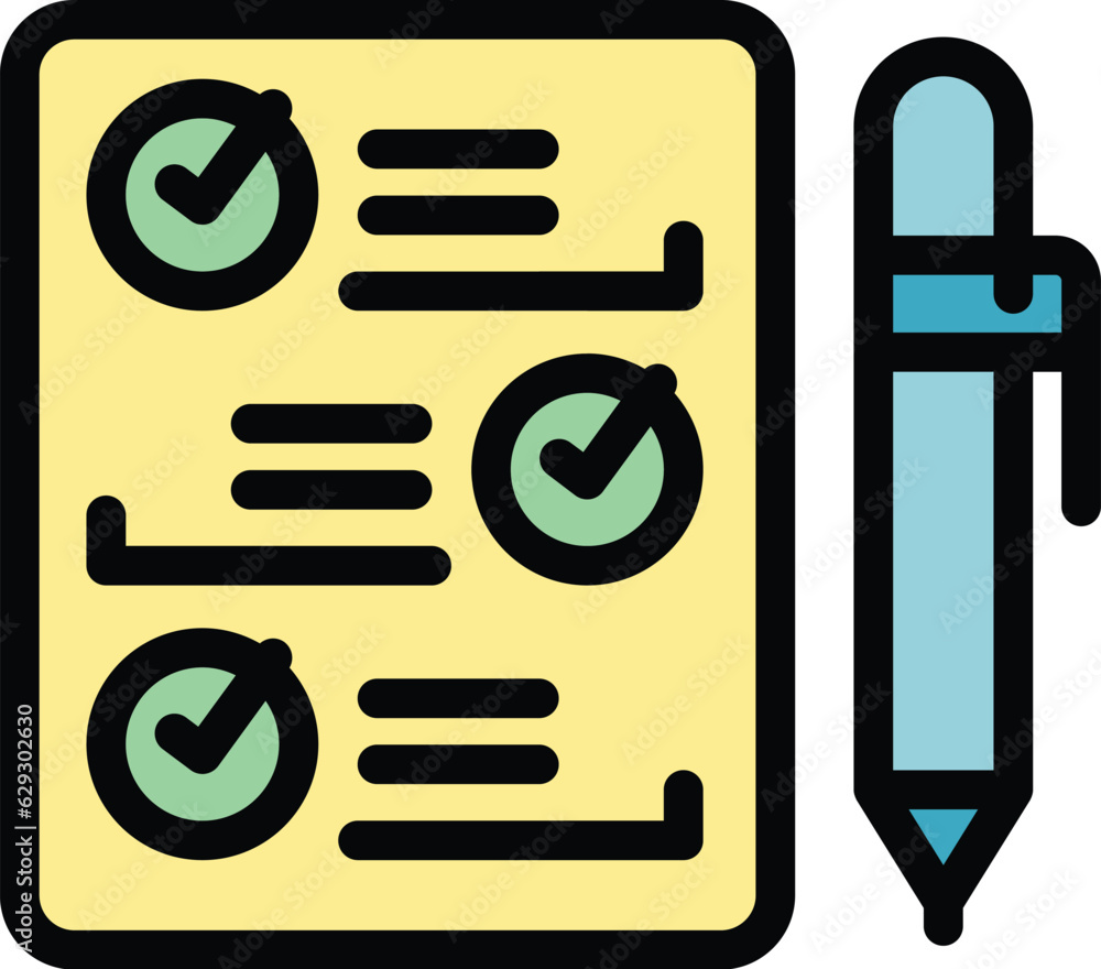 Poster overview report icon outline vector. data analysis. economic research color flat