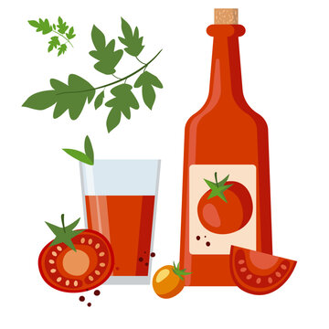 tomato juice and tomatoes vector picture